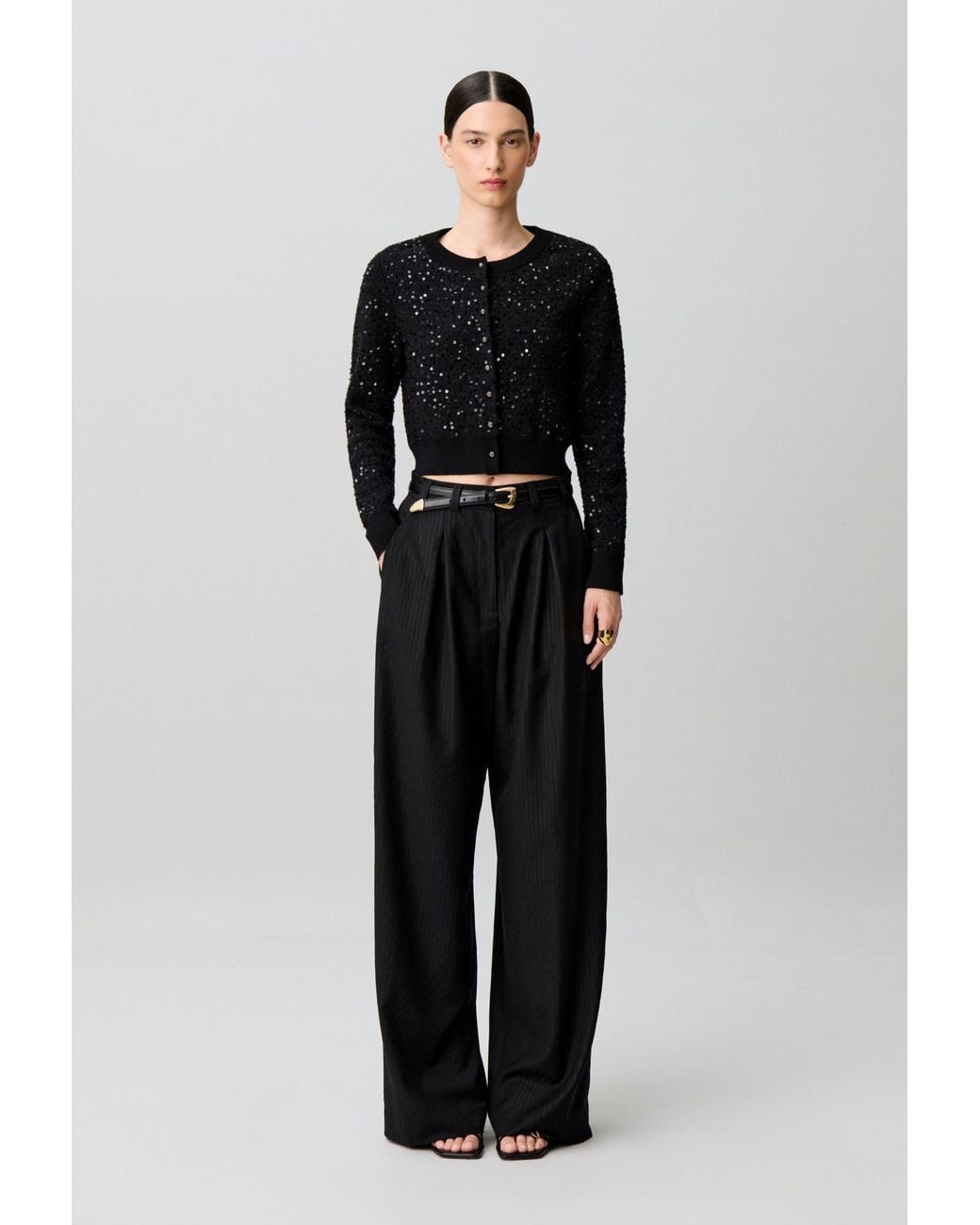 Claudie Pierlot Black Classic Sequin Knit Cardigan