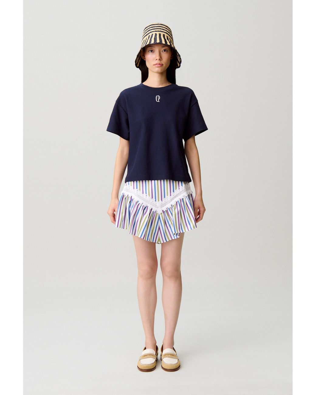 Claudie Pierlot Blue Short Striped Skirt