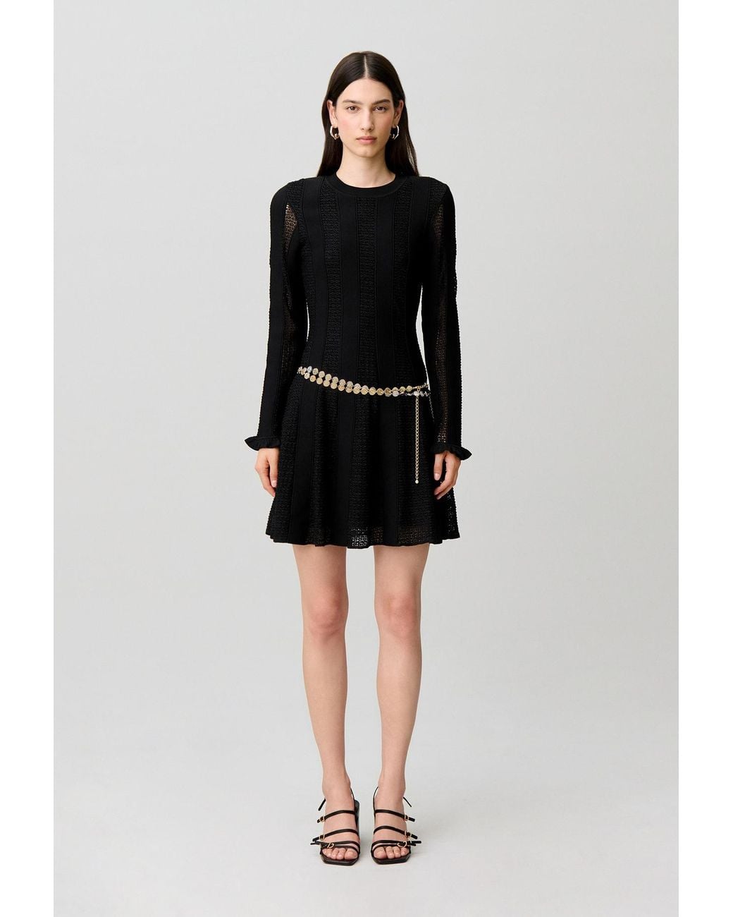 Claudie Pierlot Black Lurex Knitted Skater Dress