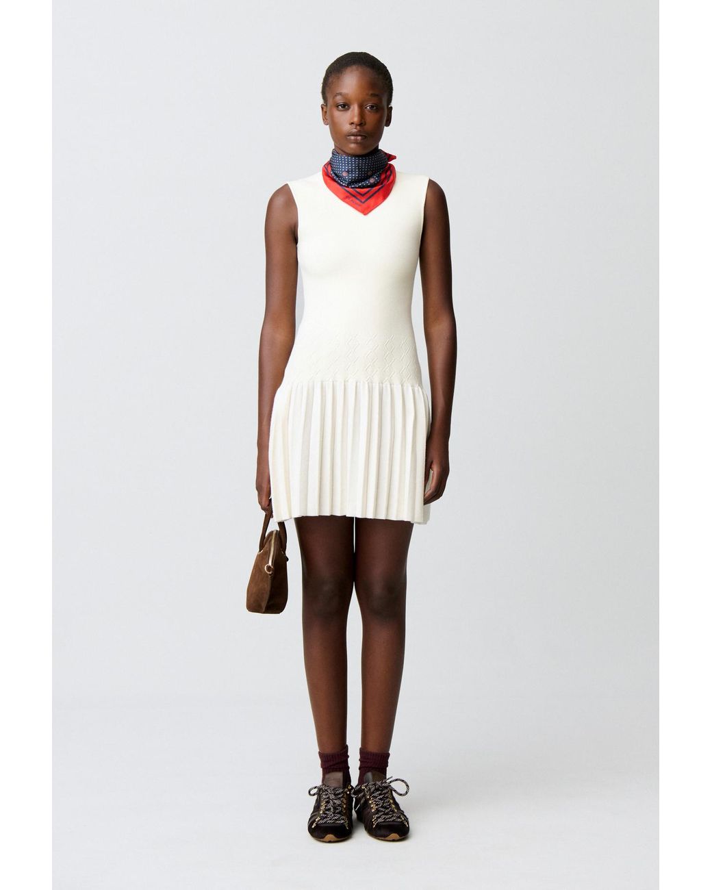 Claudie Pierlot White Knitted Short Dress