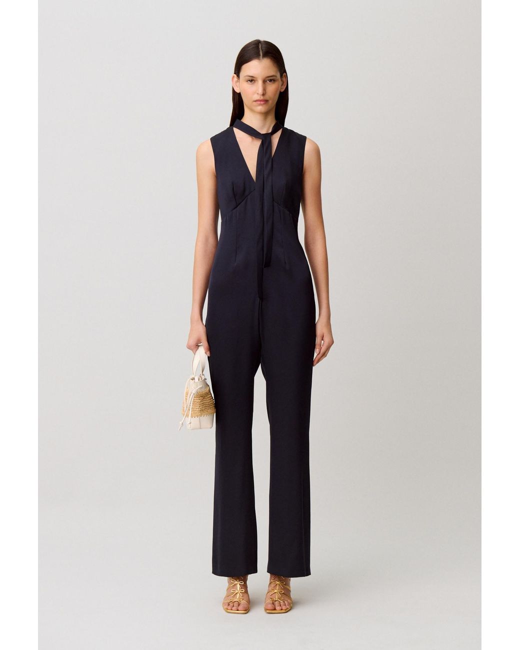 Claudie Pierlot Blue Satin Jumpsuit
