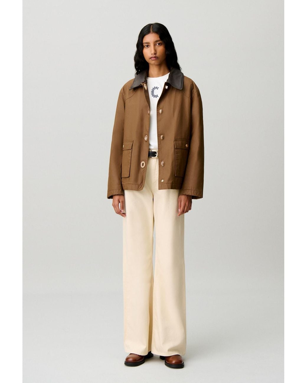 Claudie Pierlot Natural Short Waxed Parka