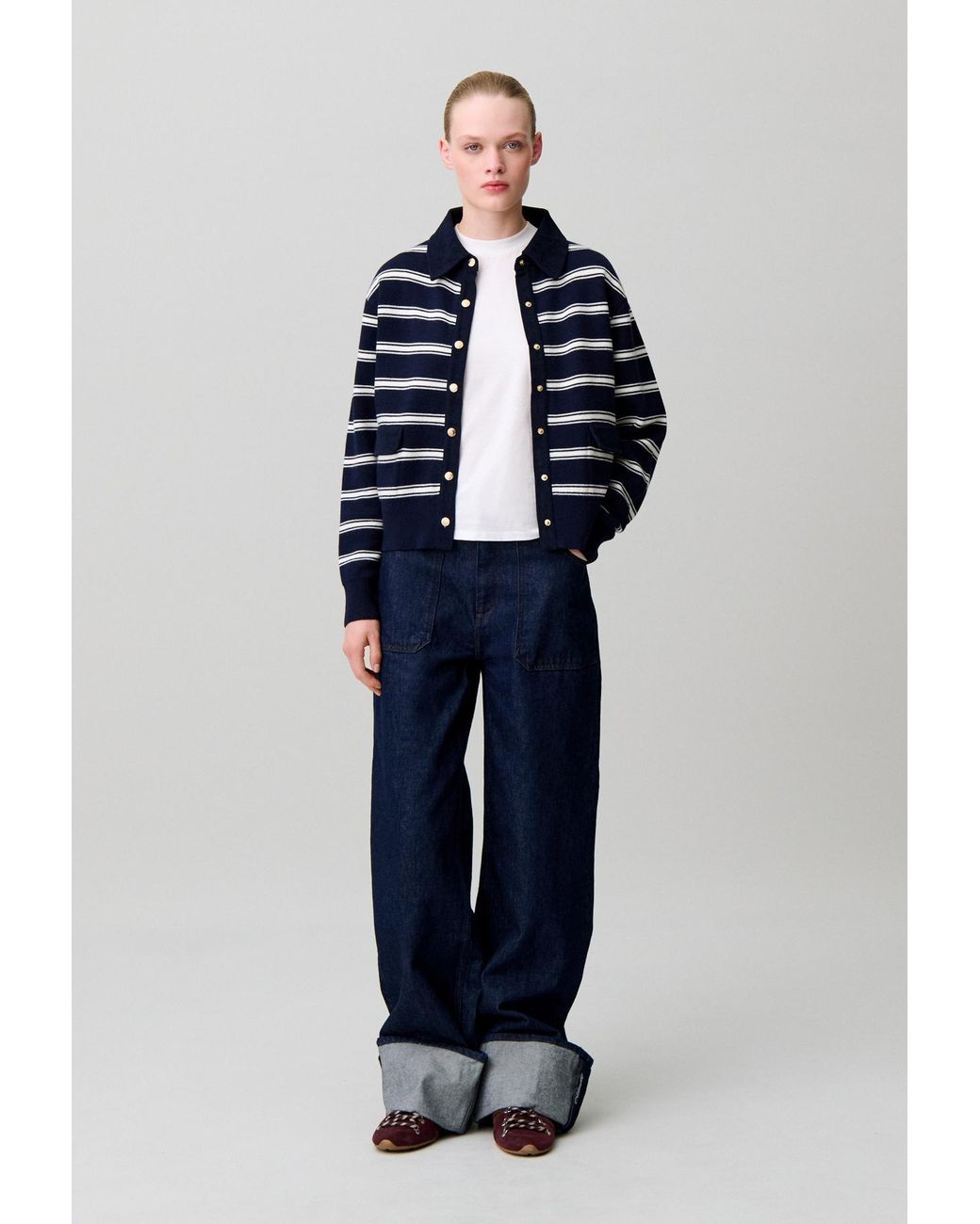 Claudie Pierlot Blue Striped Cardigan