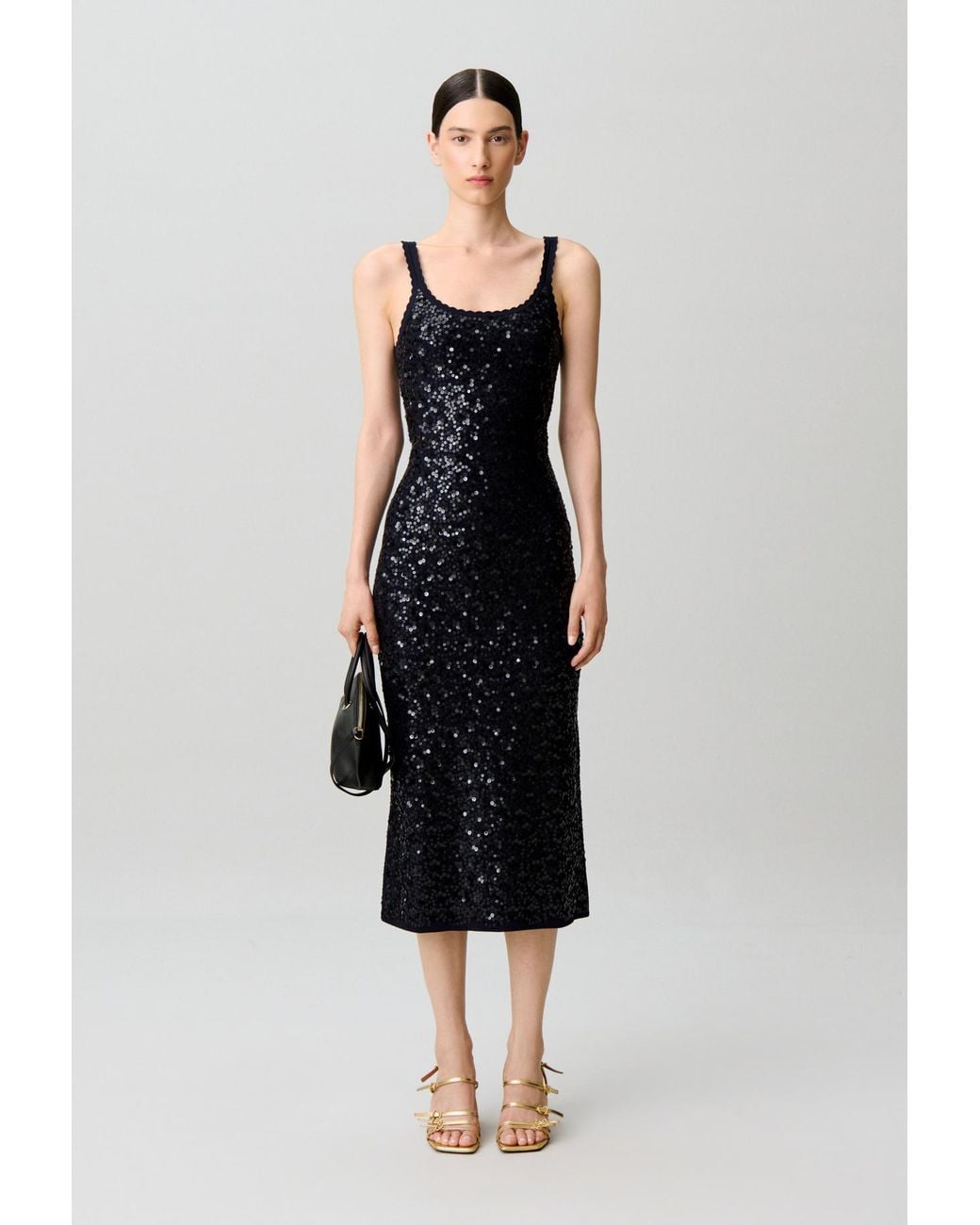 Claudie Pierlot Black Long Sequinned Knitted Dress