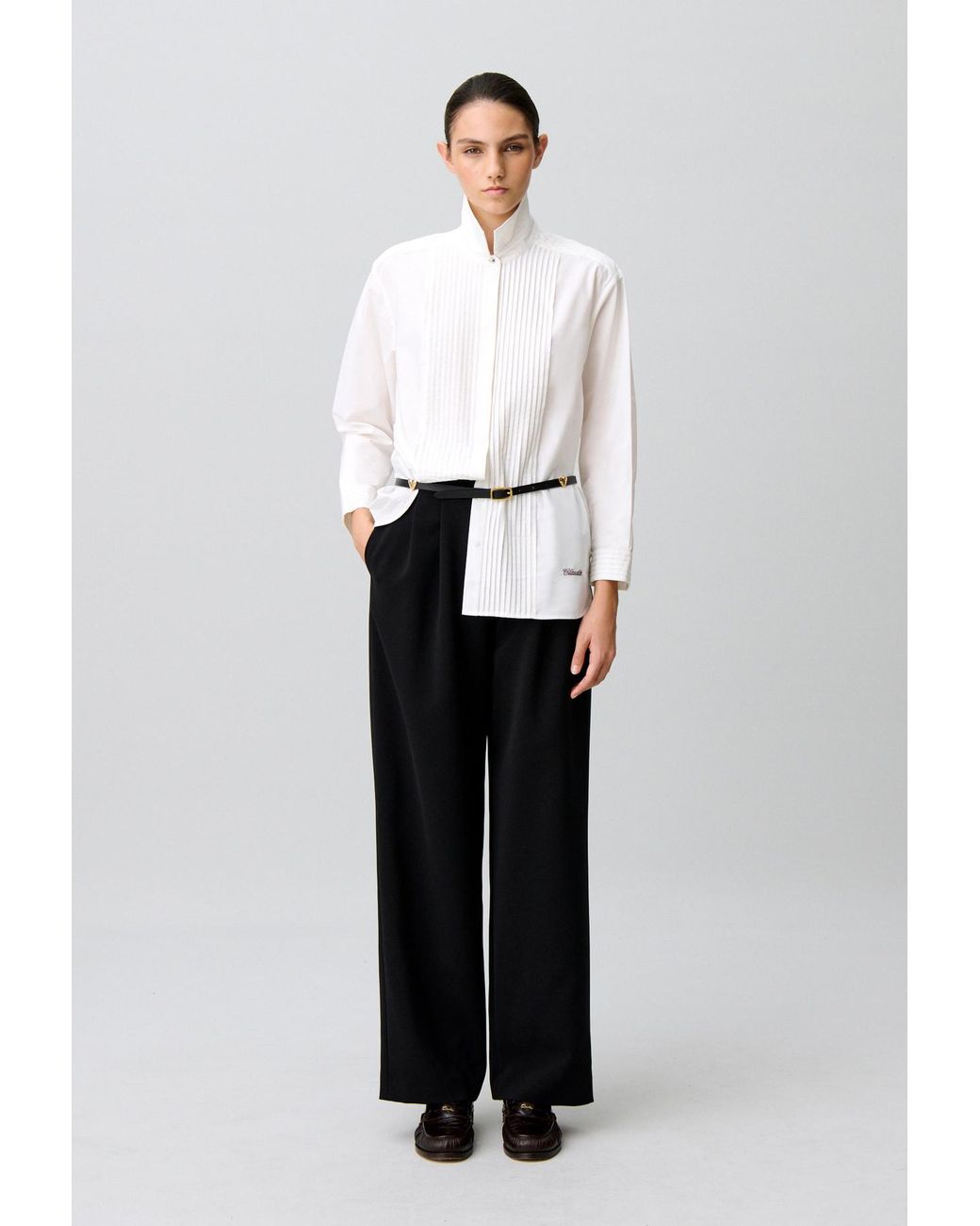 Claudie Pierlot White Tailored Straight Wide Trousers