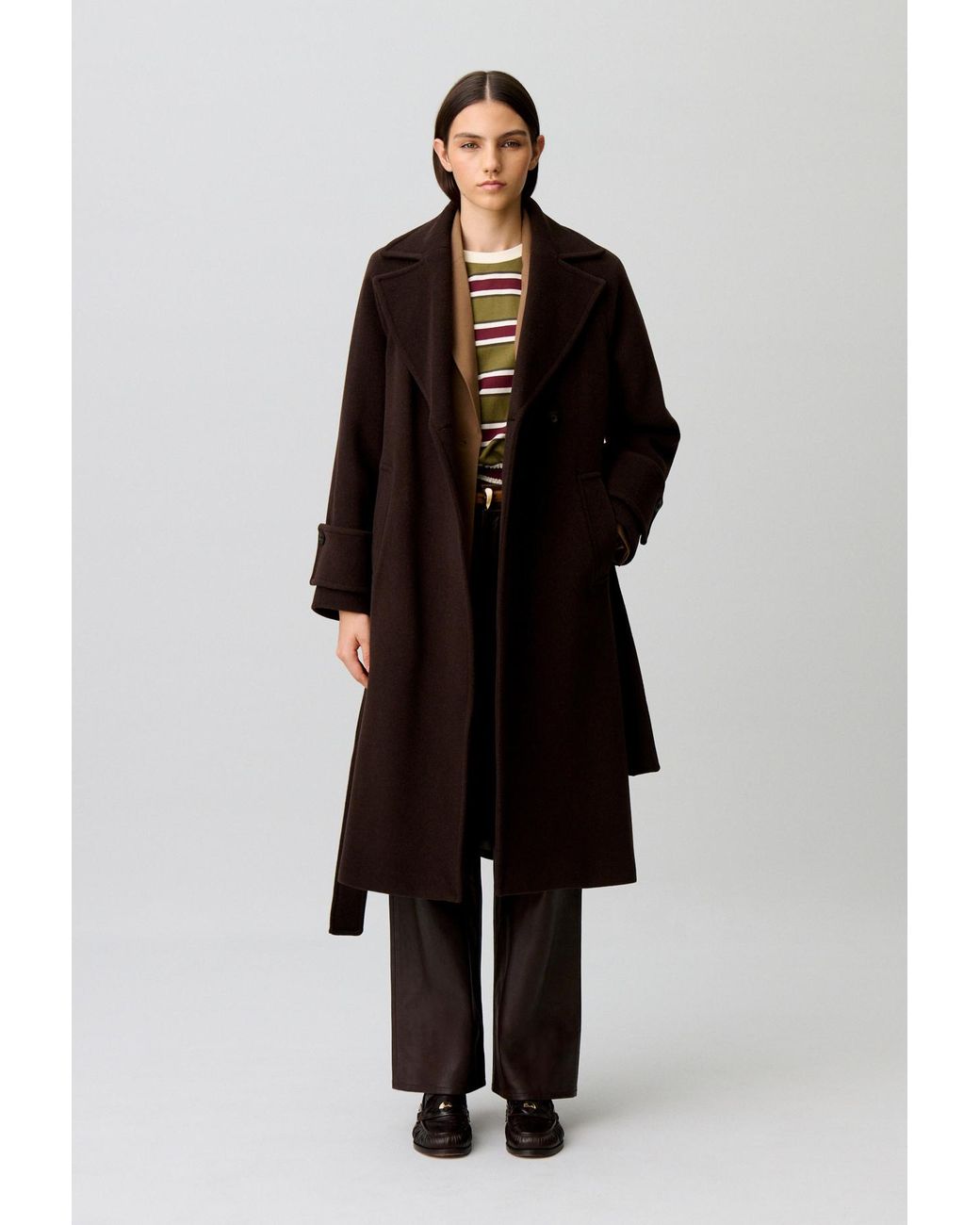 Claudie Pierlot Blue Belted Long Coat