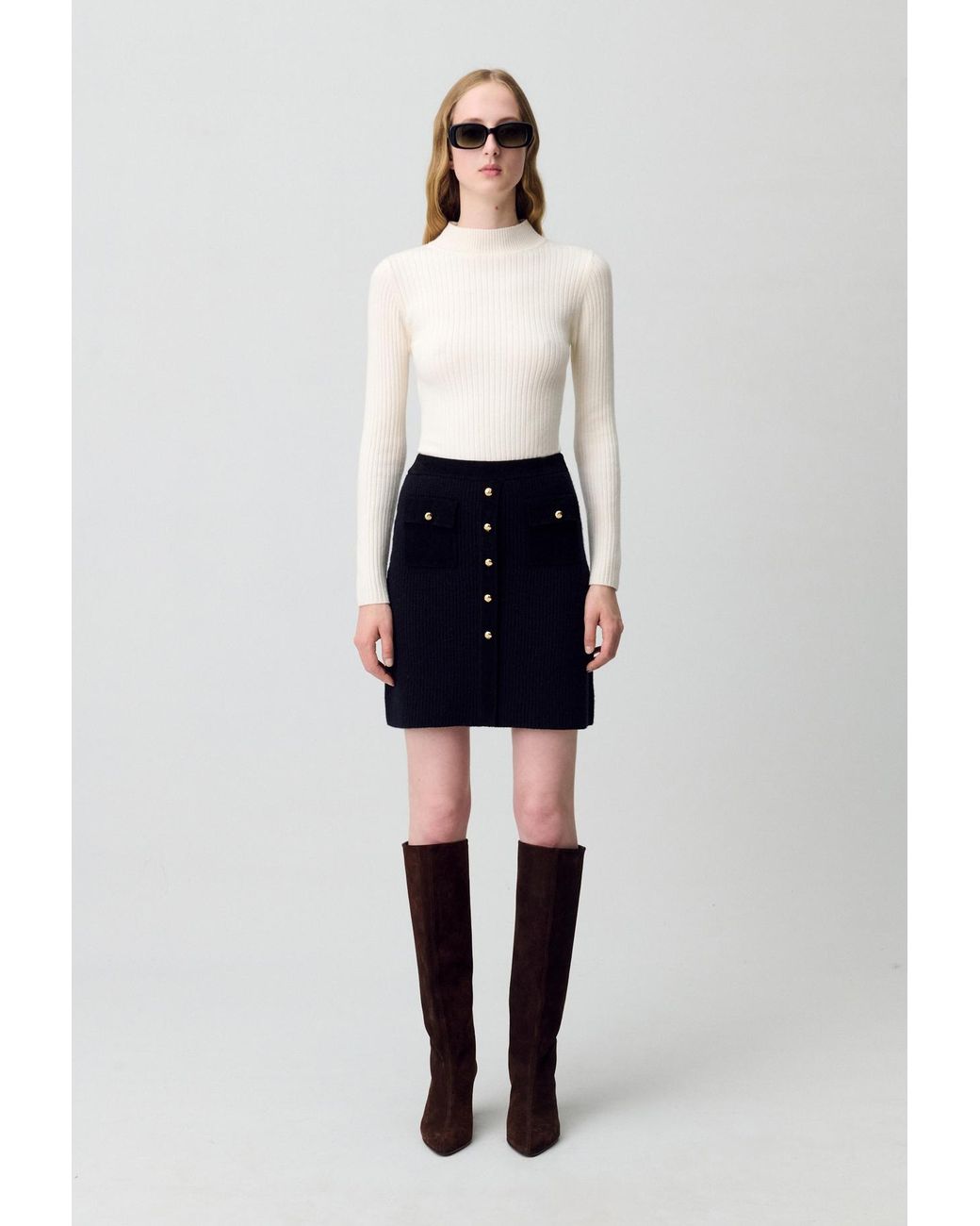 Claudie Pierlot White Short Knitted Skirt