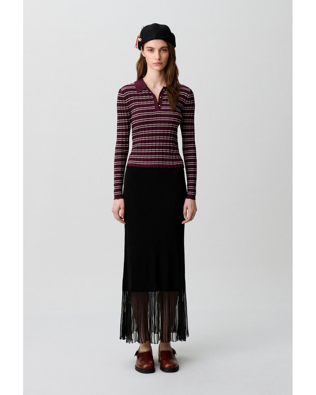 Claudie Pierlot Blue Long Knitted Skirt