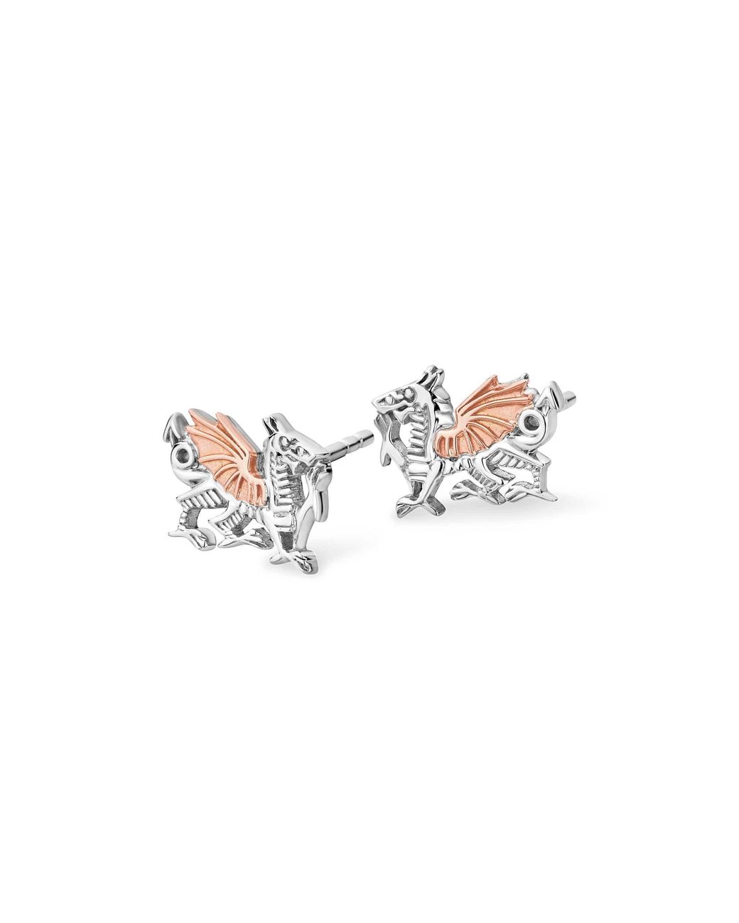 Clogau White Royal Sterling Welsh Dragon Stud Earrings