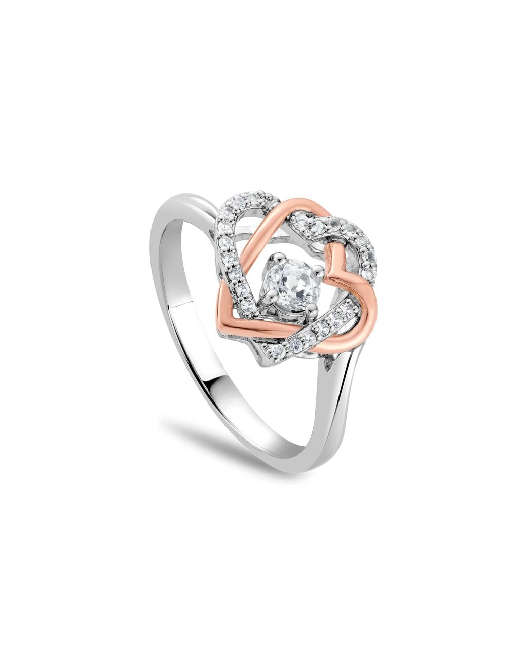 Clogau White Forever Yours Sterling Heart Ring With Topaz