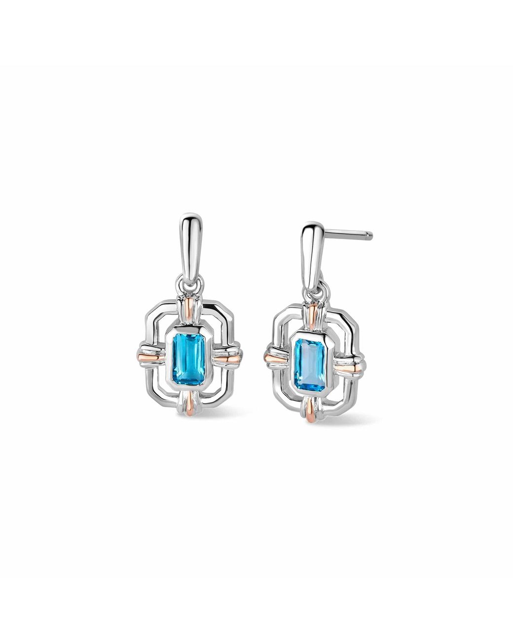 Clogau Blue Royal Sterling Gateways Drop-Stud Earrings With Swiss Topaz