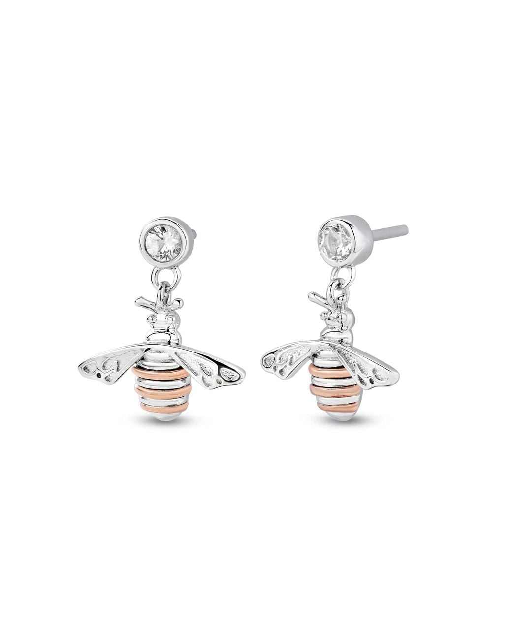 Clogau Metallic Nature's Wonder Sterling Honey Bee Drop Earrings With Topaz