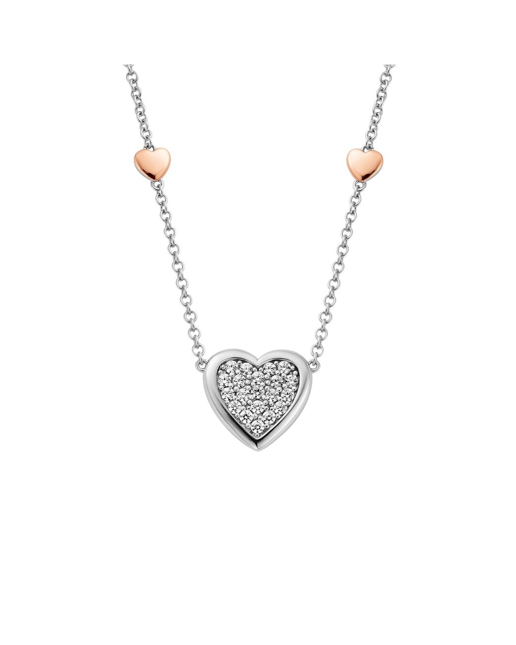 Clogau White Forever Yours Sterling Love Heart Necklace With Swarovski Zirconia