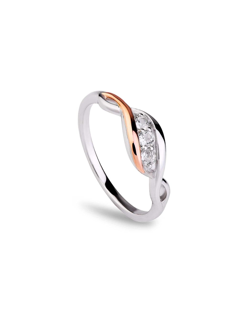 Clogau Metallic Past Present Future Sterling Ring With Topaz