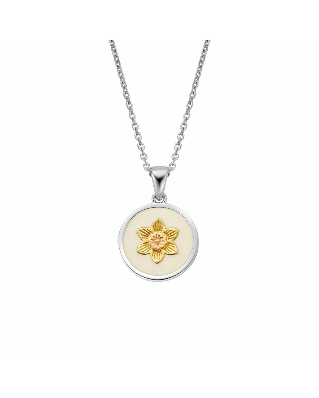 Clogau Metallic Nature's Wonder Sterling Daffodil Pendant With Enamel