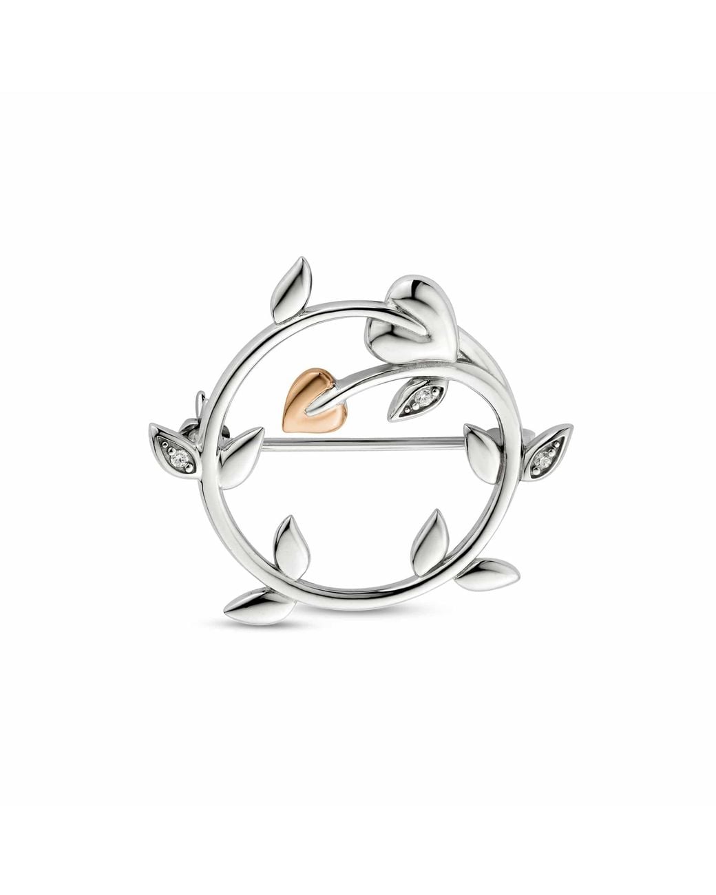 Clogau Metallic Tree Of Life Sterling Vine Brooch With Swarovski Zirconia