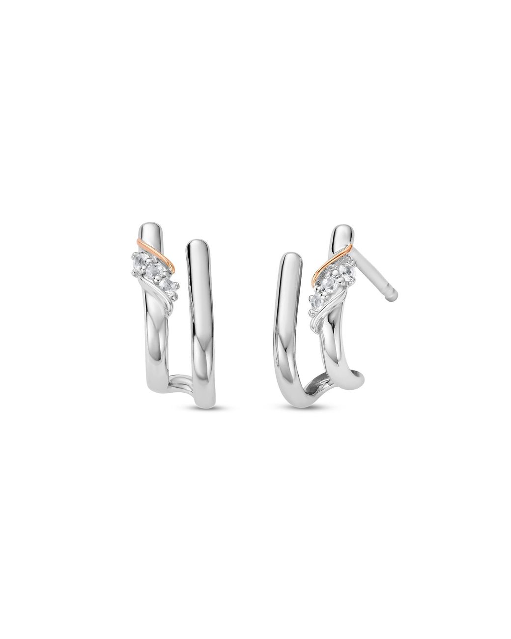 Clogau Metallic Past Present Future Sterling Curve Stud Earrings With Topaz
