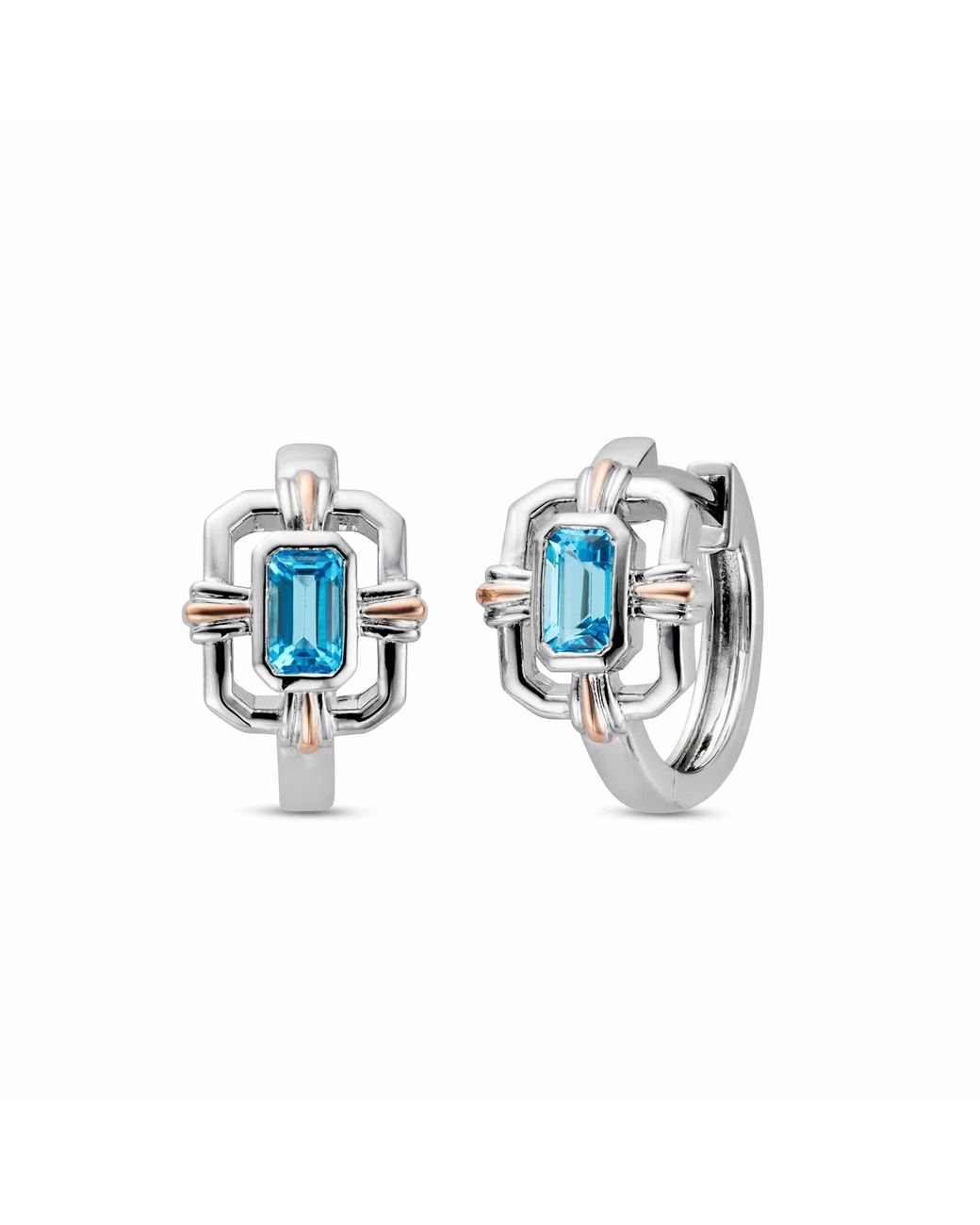 Clogau Blue Royal Sterling Gateways Huggie Hoop Earrings With Swiss Topaz