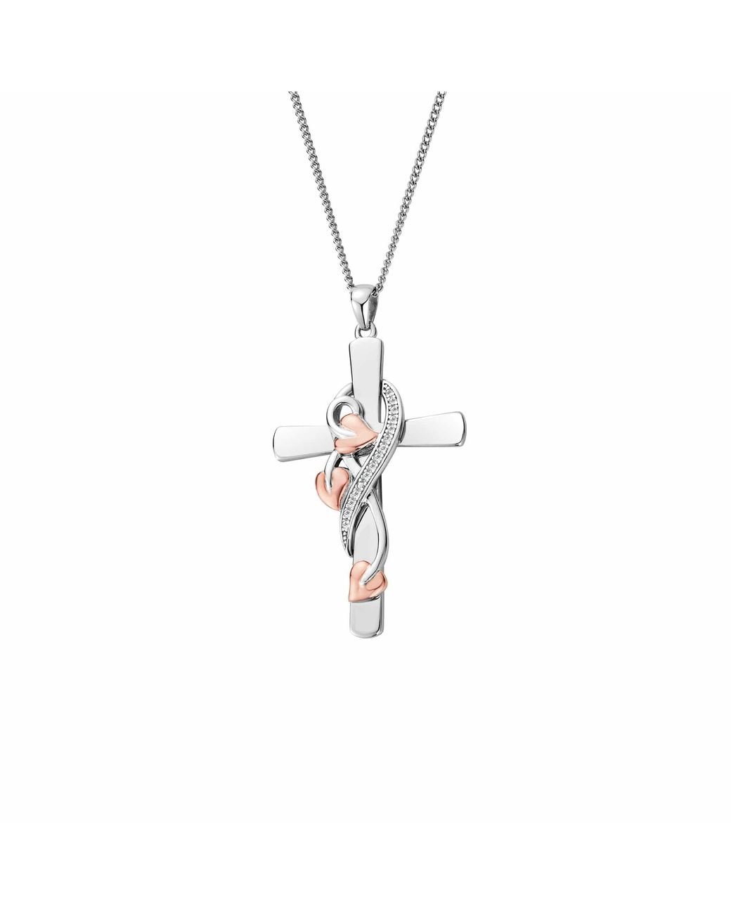 Clogau Metallic Tree Of Life Sterling Vine Cross Pendant With Topaz