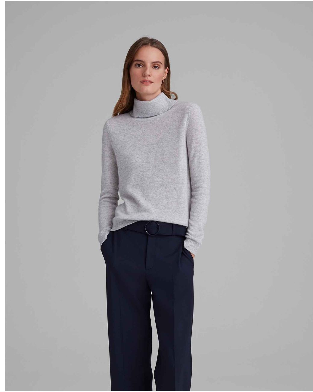 Club Monaco Light Heather Grey Gennadi Cashmere Turtleneck Sweater in ...