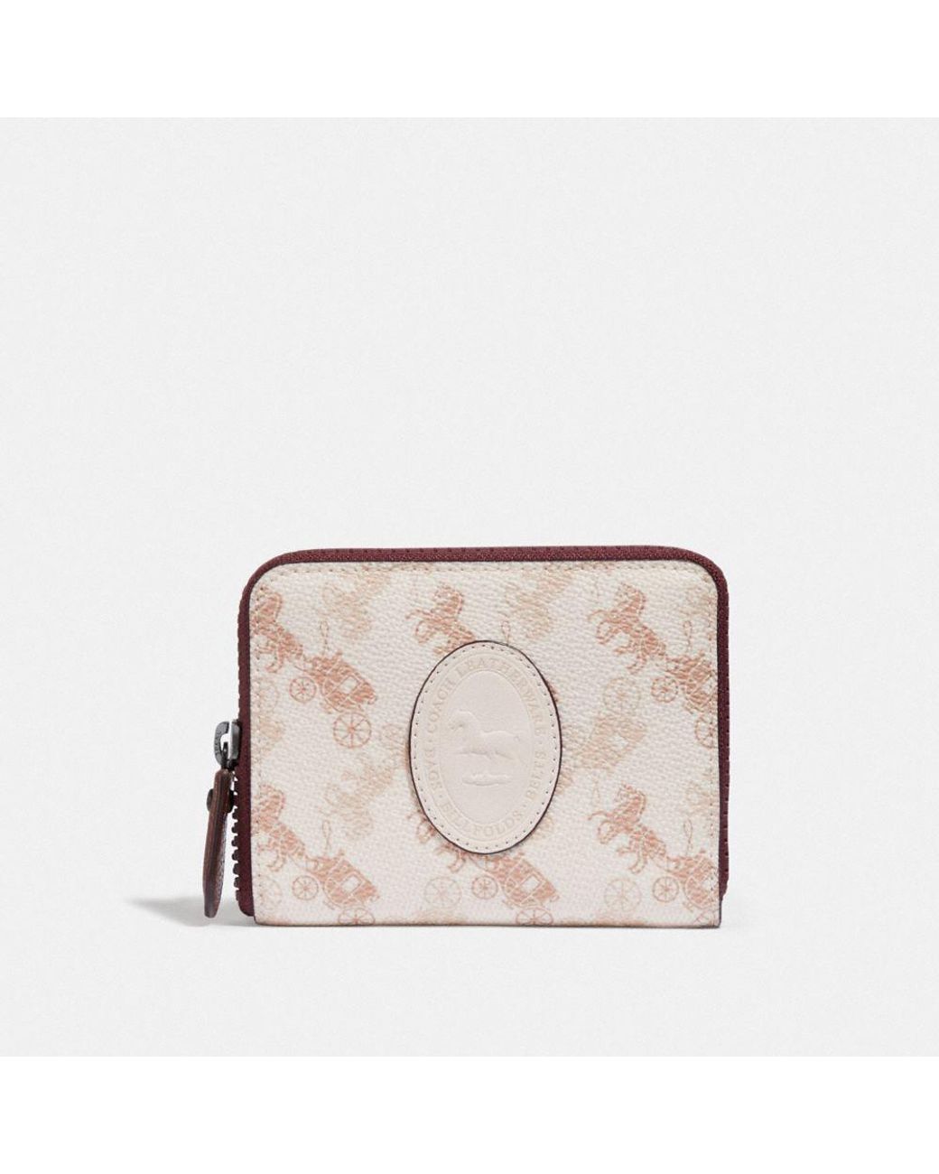 COACH Small Zip Around Wallet With Horse And Carriage Print And