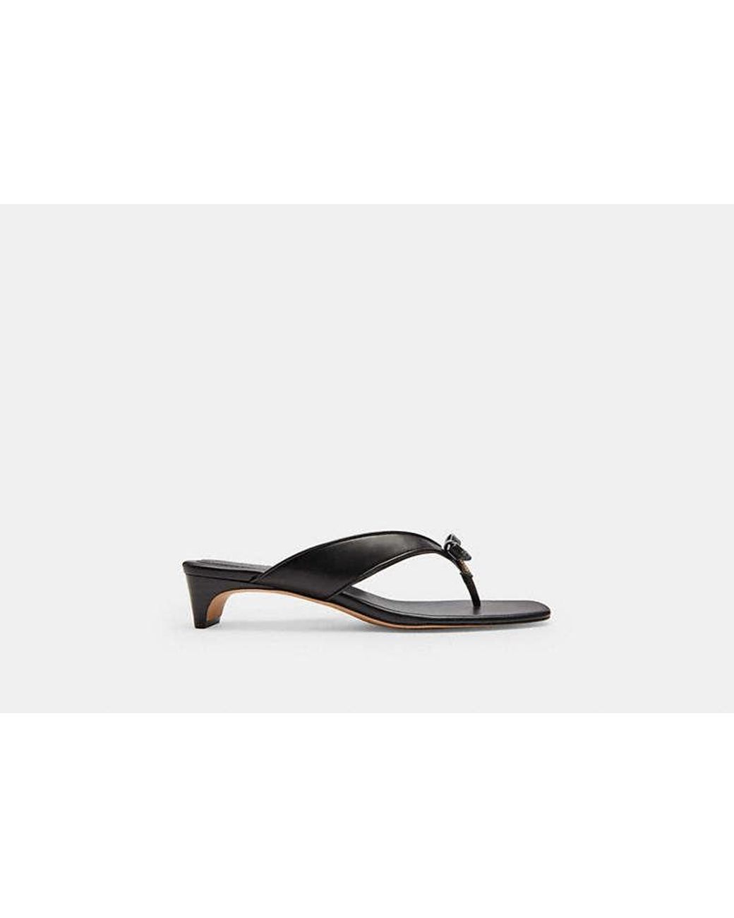 COACH Black Bow Thong Kitten Heel
