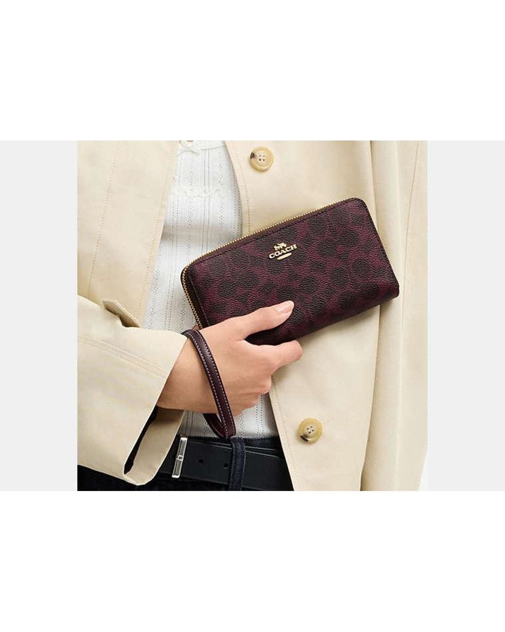 COACH Brown Long Zip Around Wallet