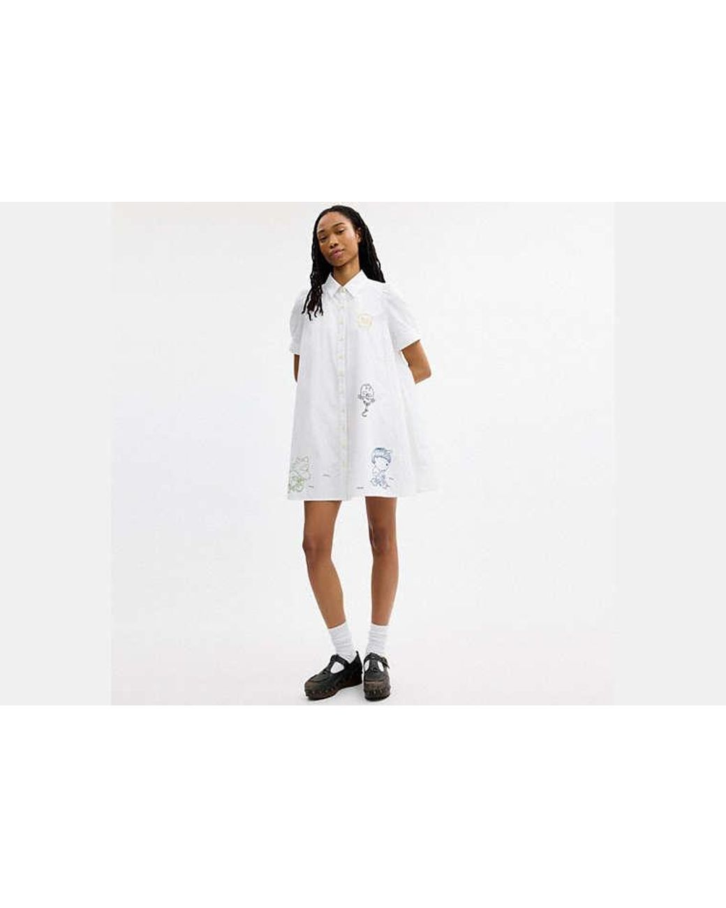 COACH Black Brain Dead Embroidered Shirt Dress