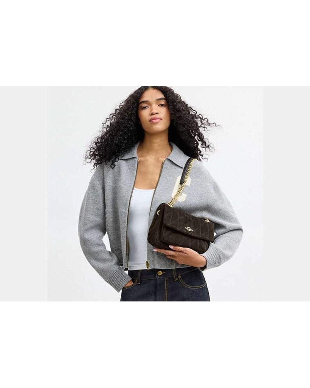 COACH Black Elodie Crossbody Bag 24 With Quilting