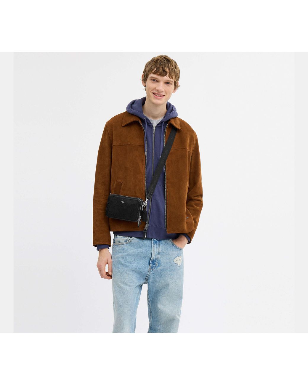 Borsa A Tracolla Clinton di COACH in Black da Uomo