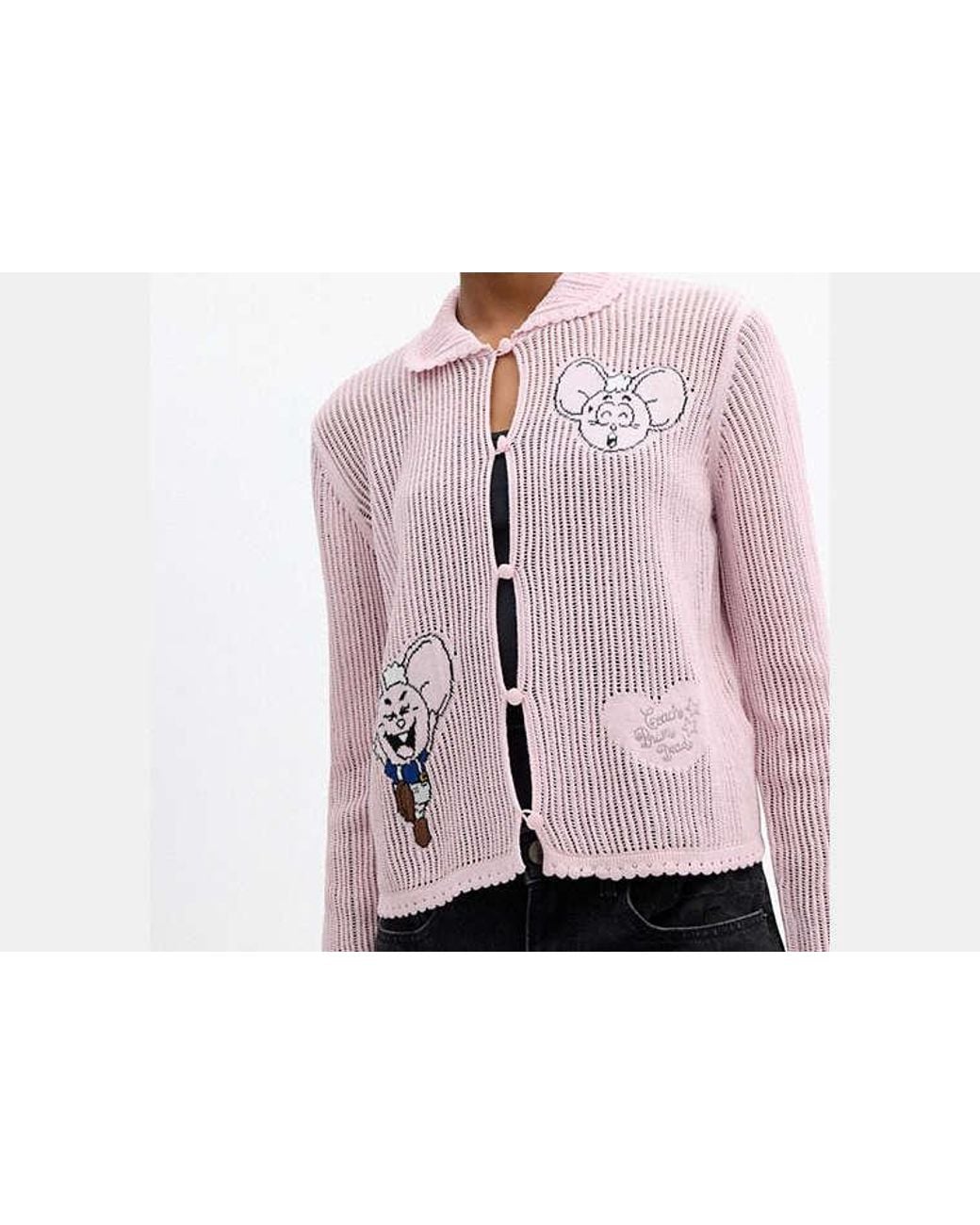COACH Black Brain Dead Kachi Mouse Cardigan
