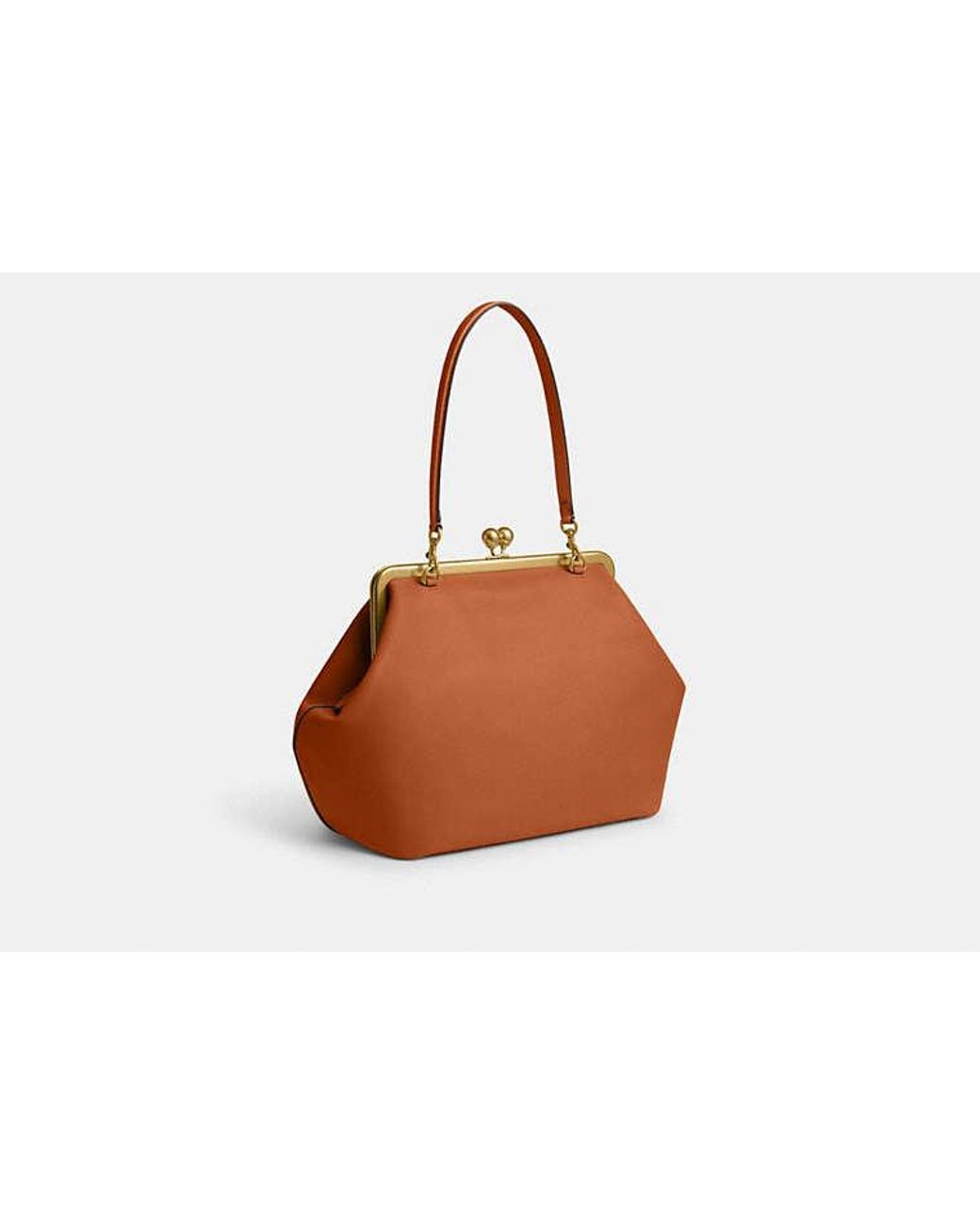 COACH Brown Large Kisslock Frame Bag