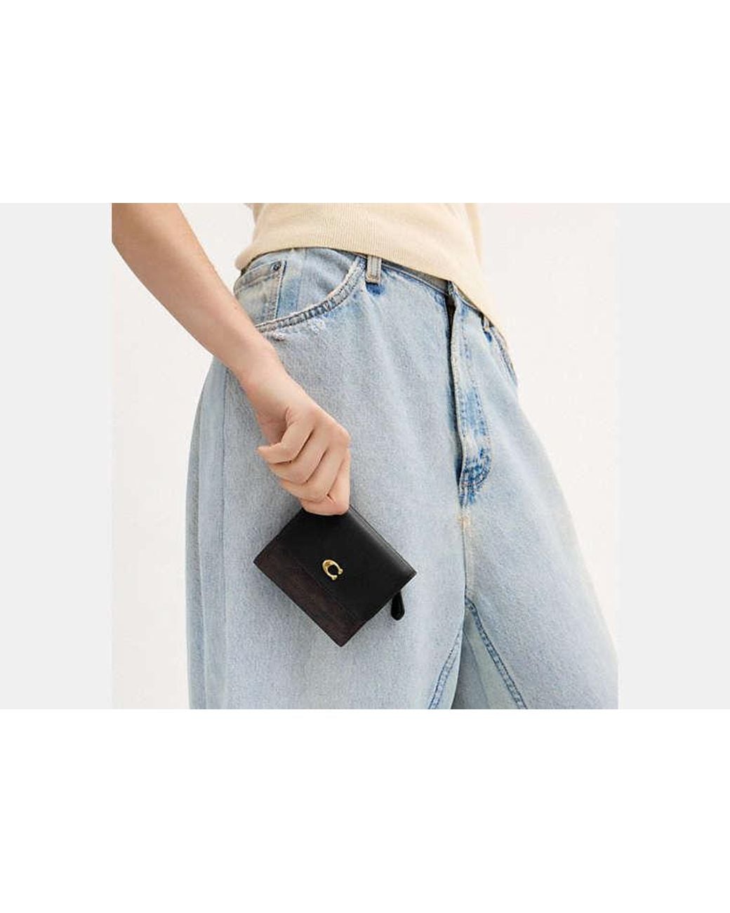 COACH Black Mila Small Flap Wallet