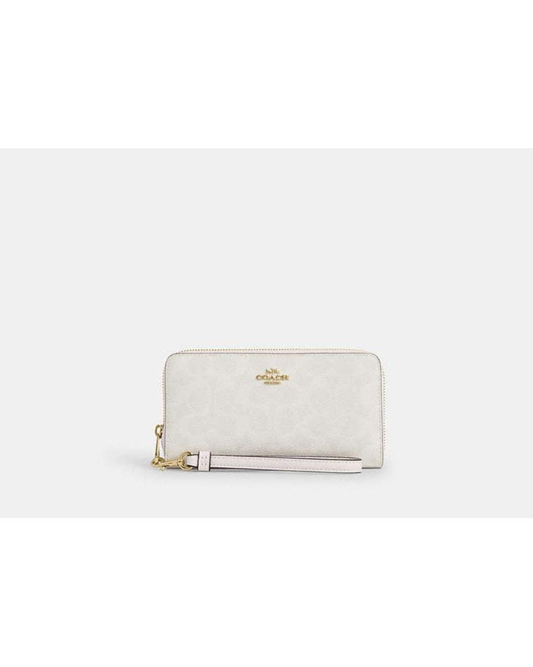 COACH Black Long Zip Around Wallet In Signature Canvas