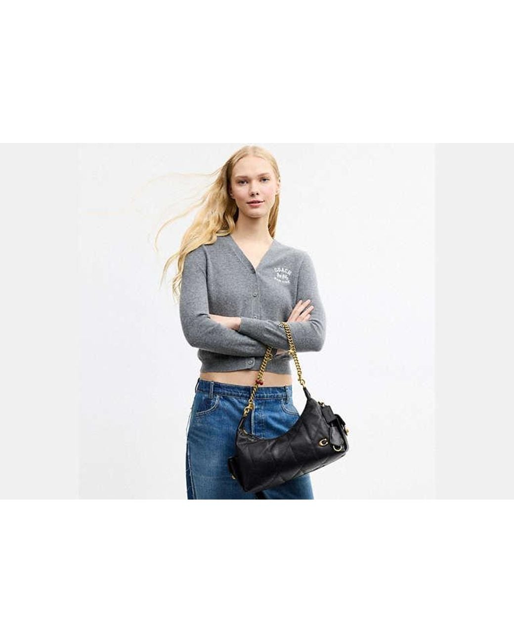 COACH Black Pocket Juliet Bag 30 With Quilting And Charms