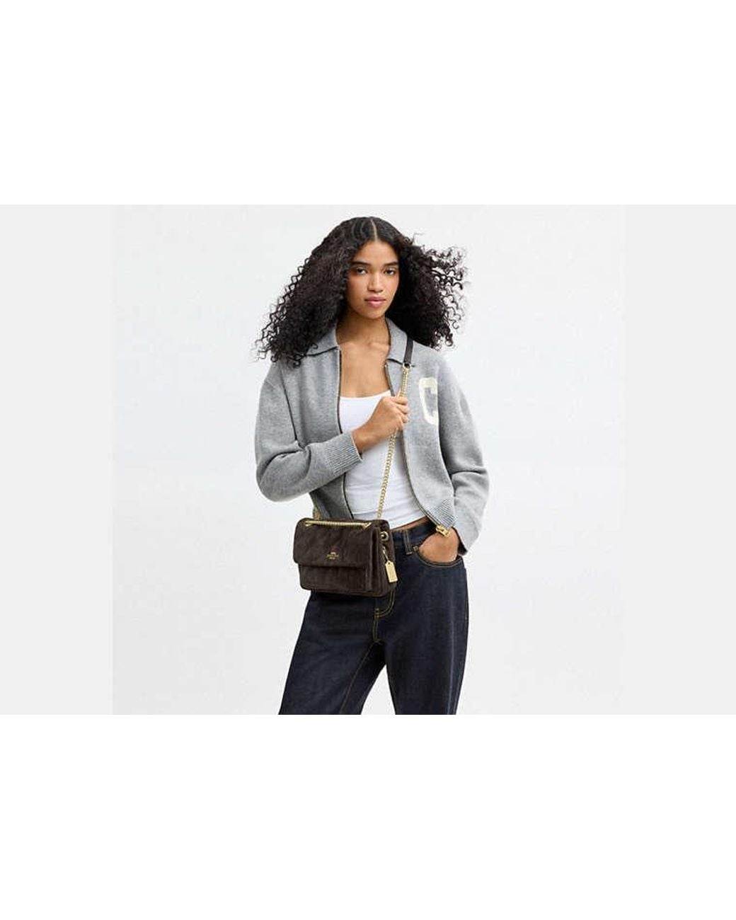 COACH Black Elodie Crossbody Bag 24 With Quilting