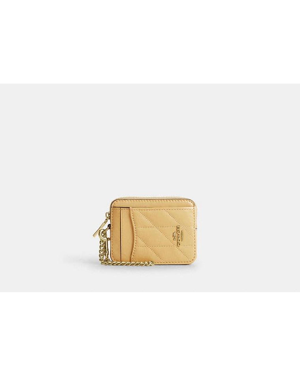 COACH Black Zip Card Case With Quilting