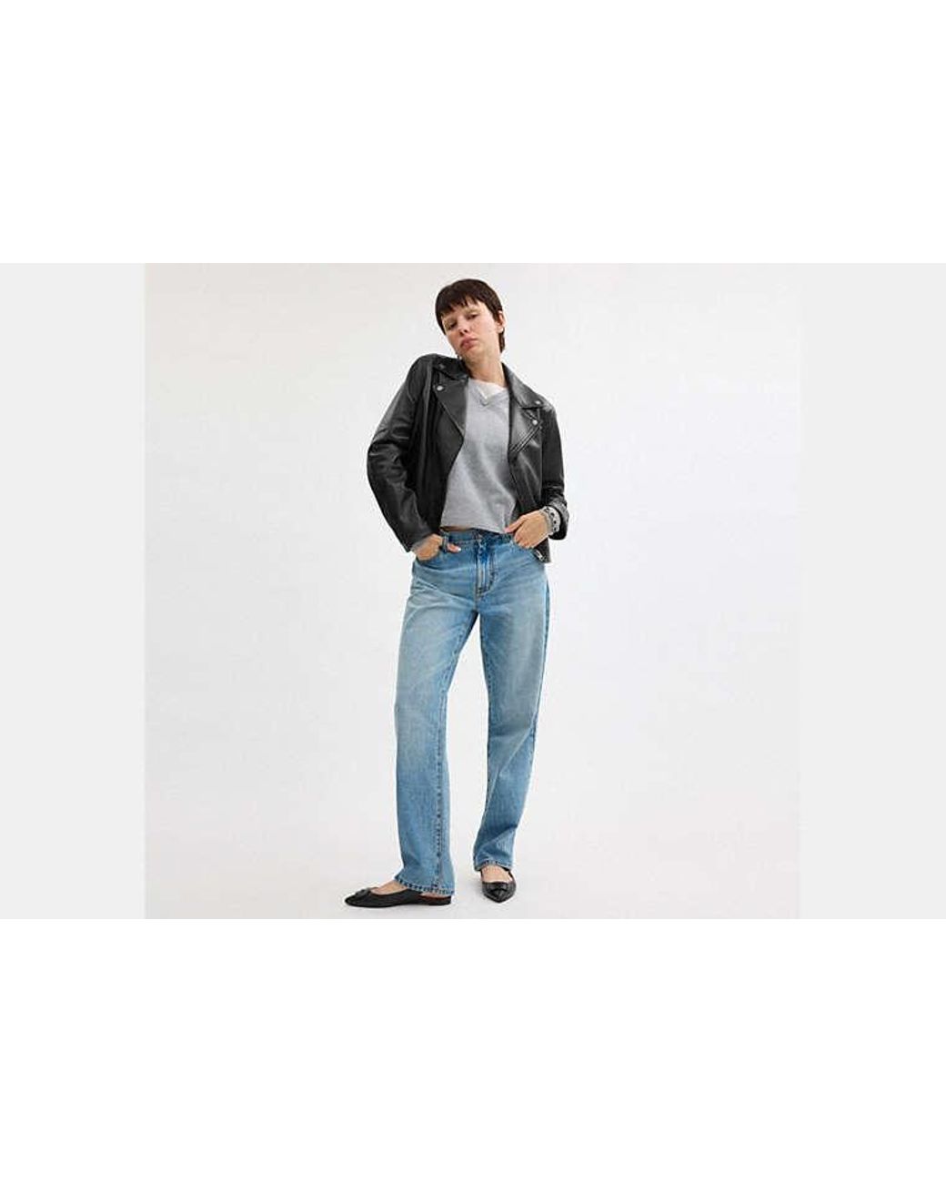 COACH Black Leather Moto Jacket