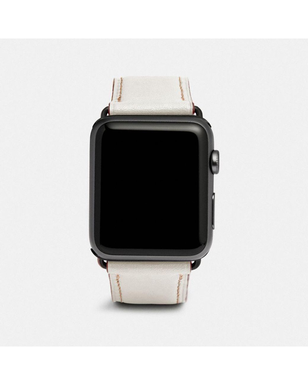 COACH Leather Apple Watch® Strap, 42mm in Chalk (Black) - Lyst
