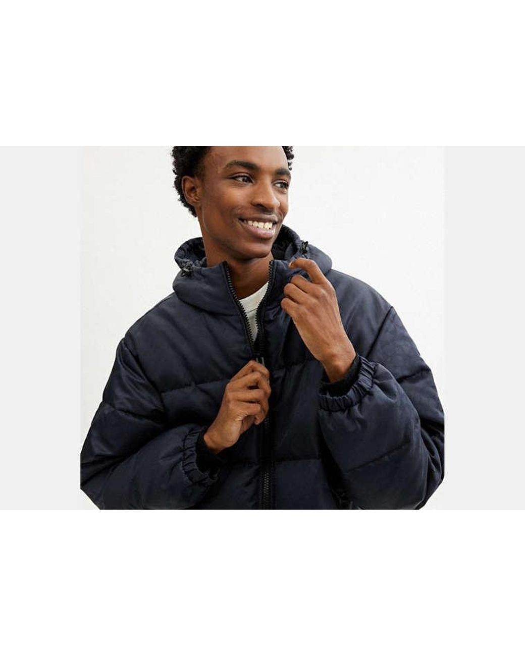 COACH Blue Tonal Signature Down Jacket for men