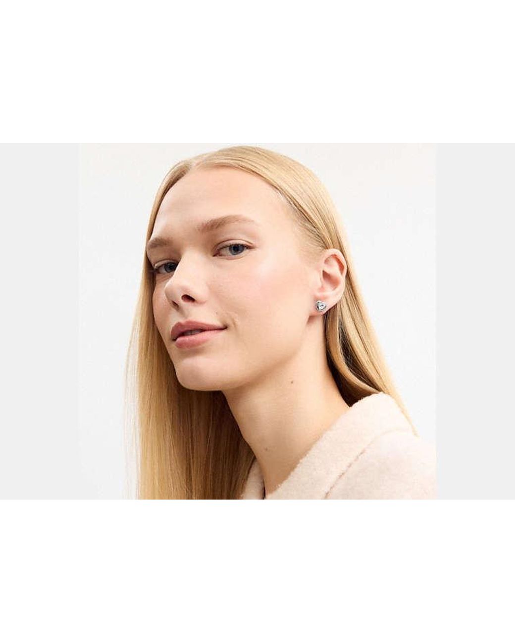 COACH Black Halo Heart Stud Earrings