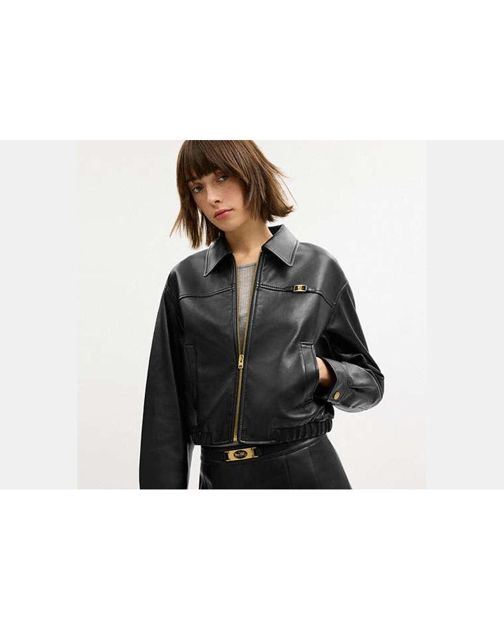 COACH Black Heritage C Cropped Blouson Jacket