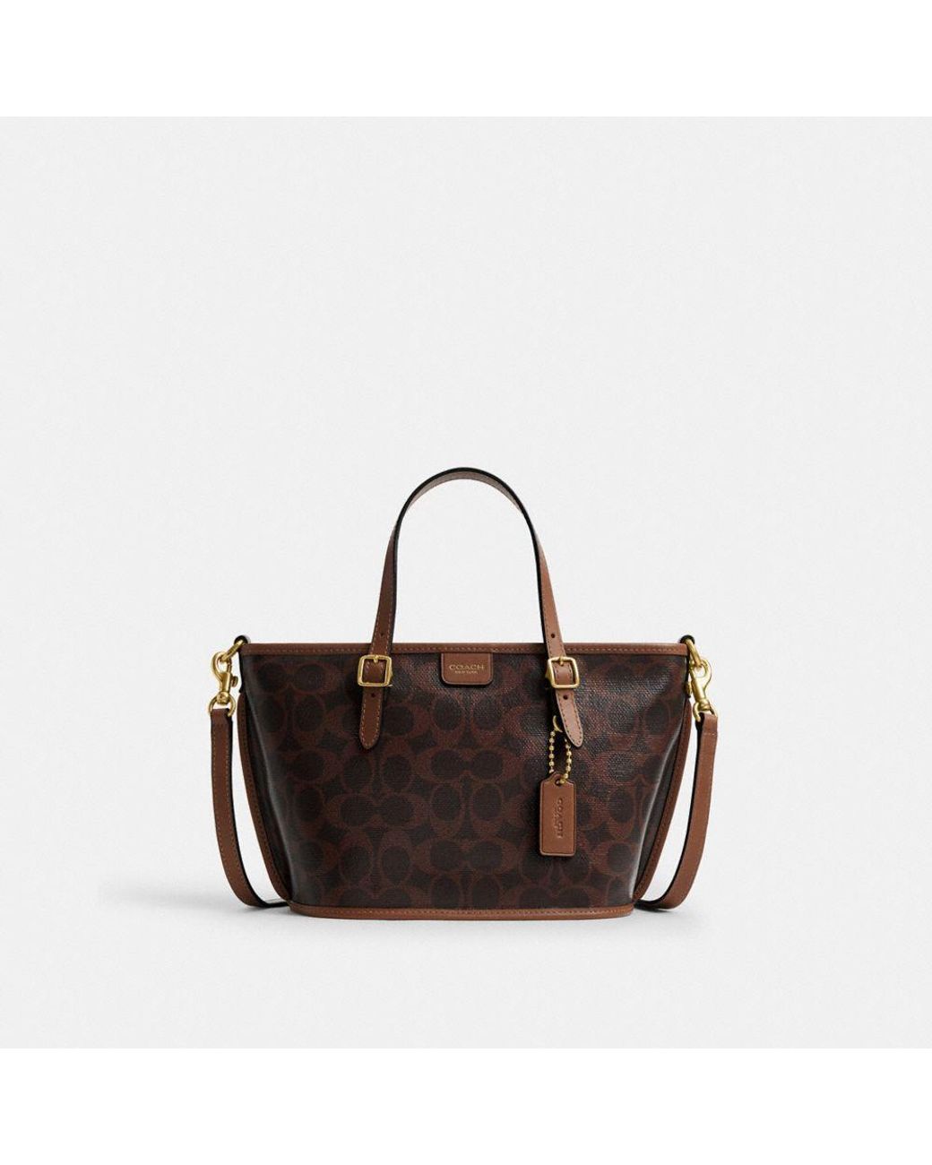 COACH Taxi Tote Bag 21 In Signature Canvas in Brown | Lyst