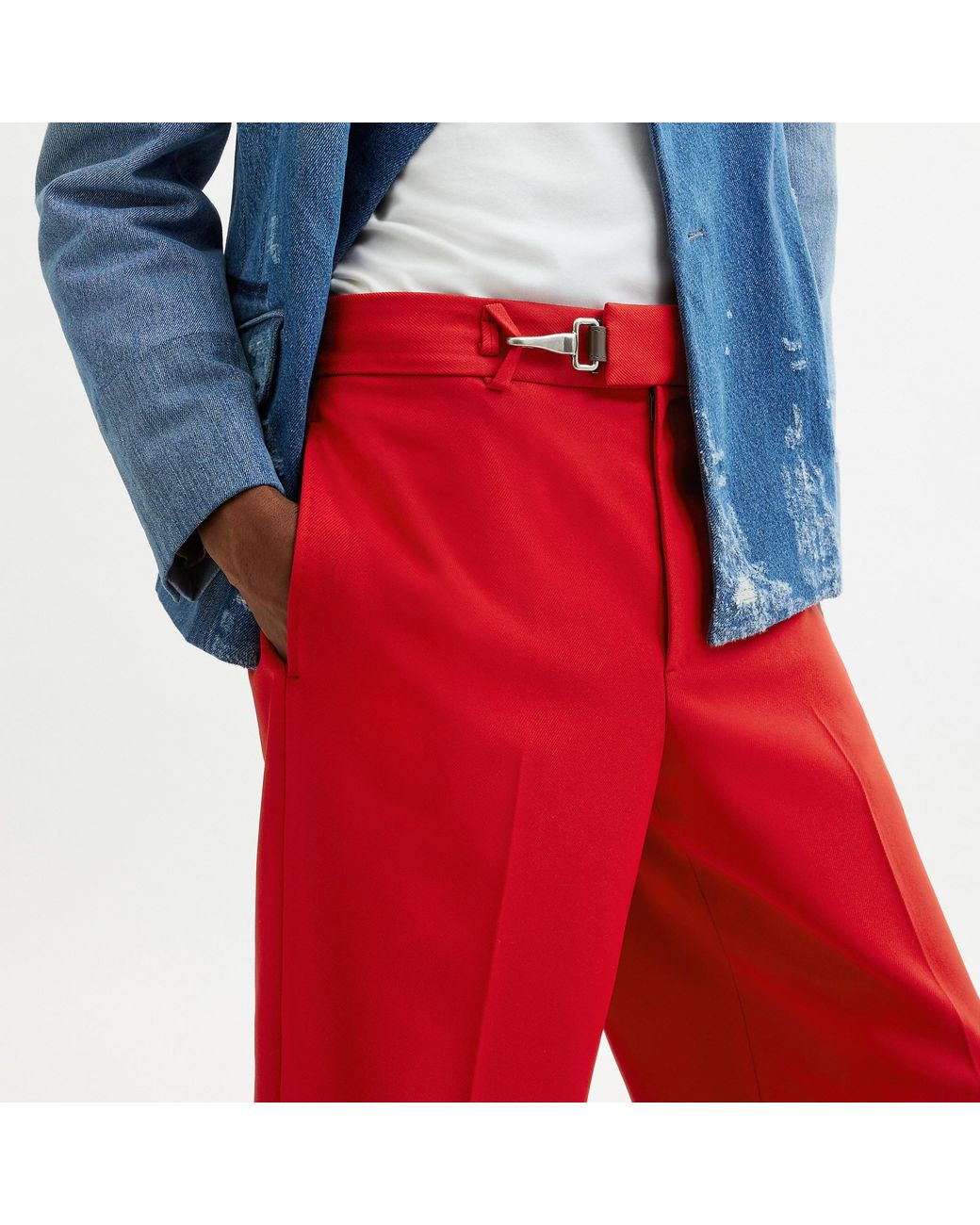 COACH Red Solid Flare Trousers for men
