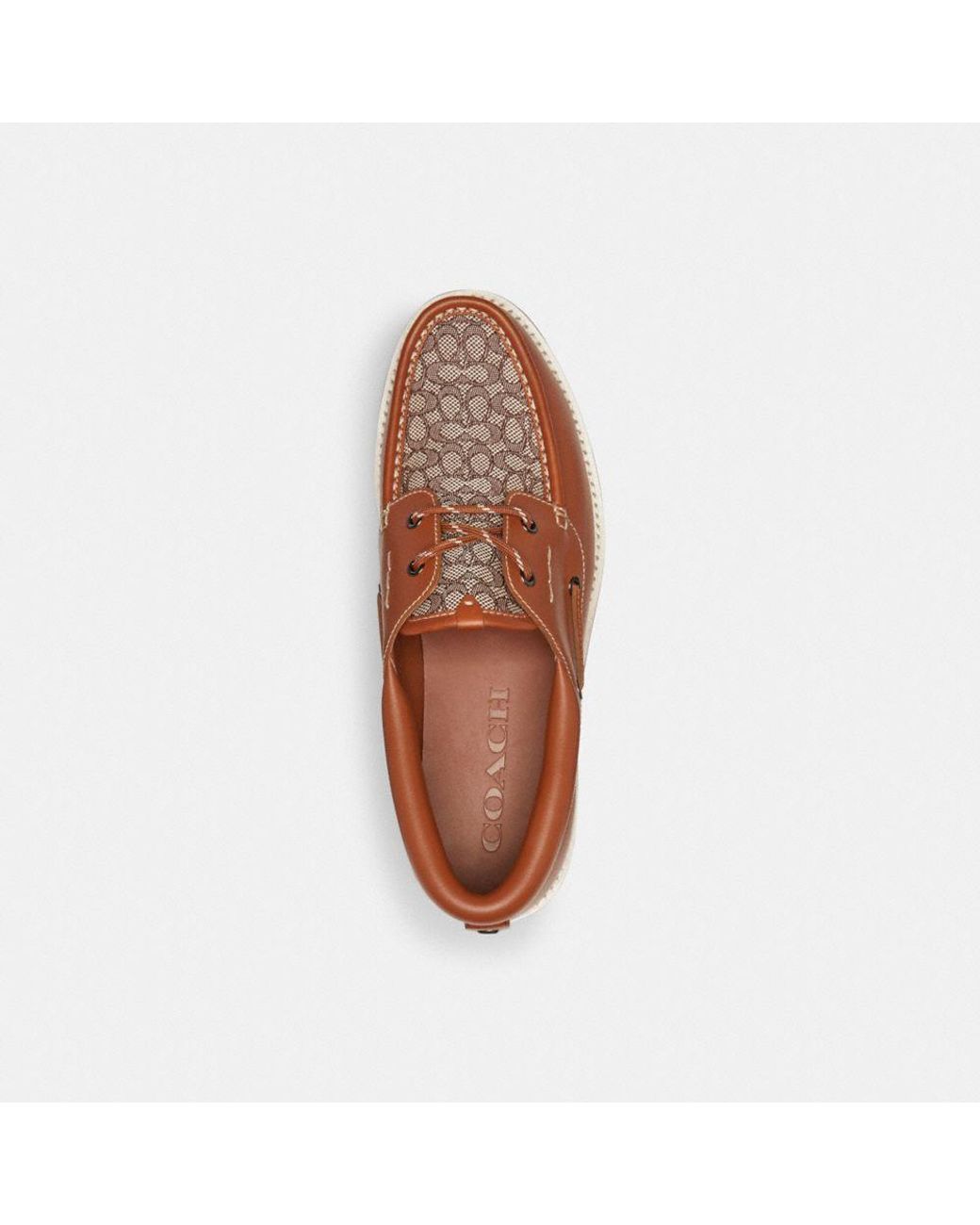 COACH Benson Boat Shoe In Signature Jacquard in Brown for Men Lyst