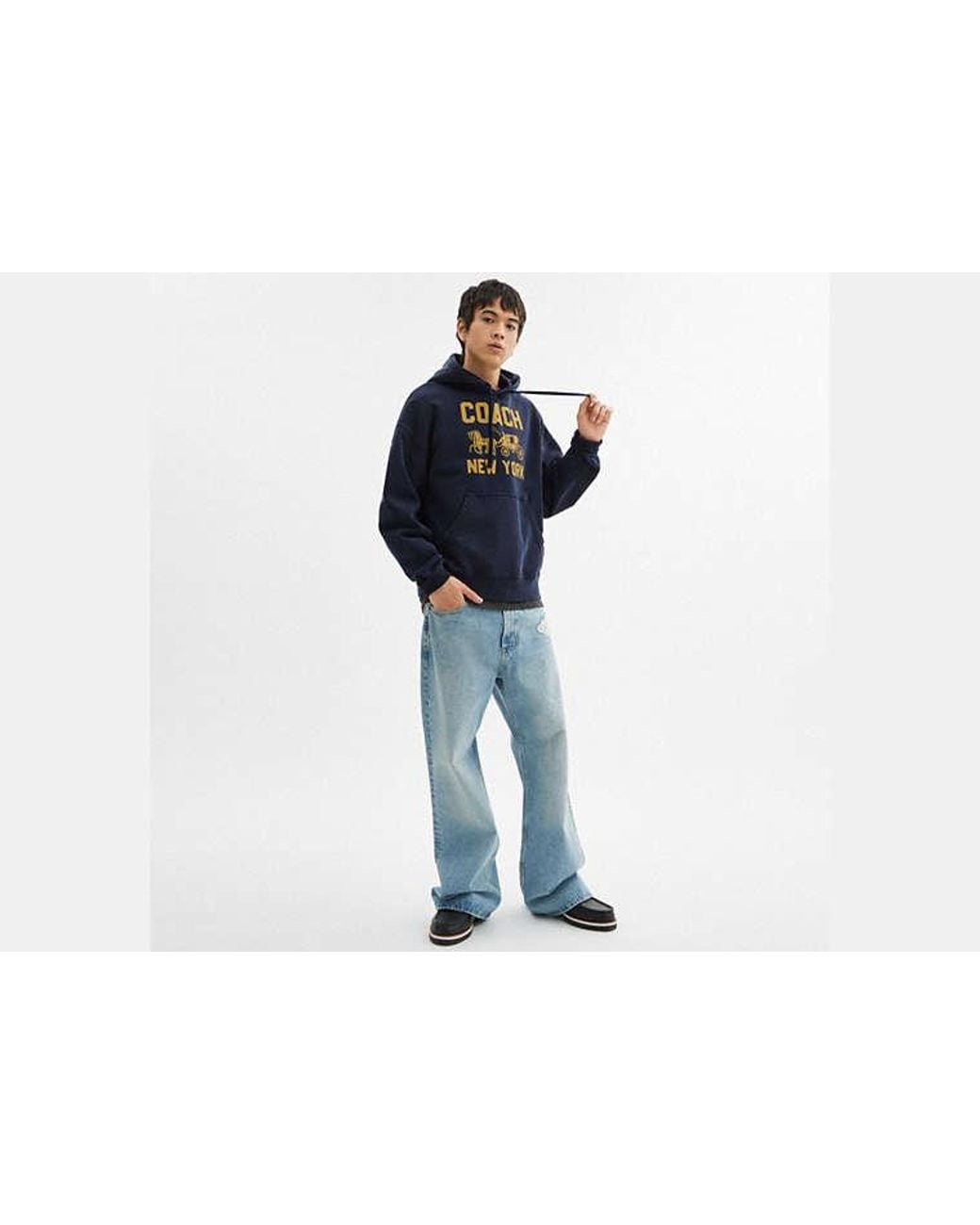 COACH Blue Horse And Carriage Hoodie