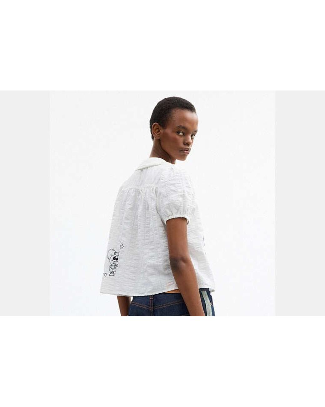 COACH Black Brain Dead Embroidered Button Up Blouse