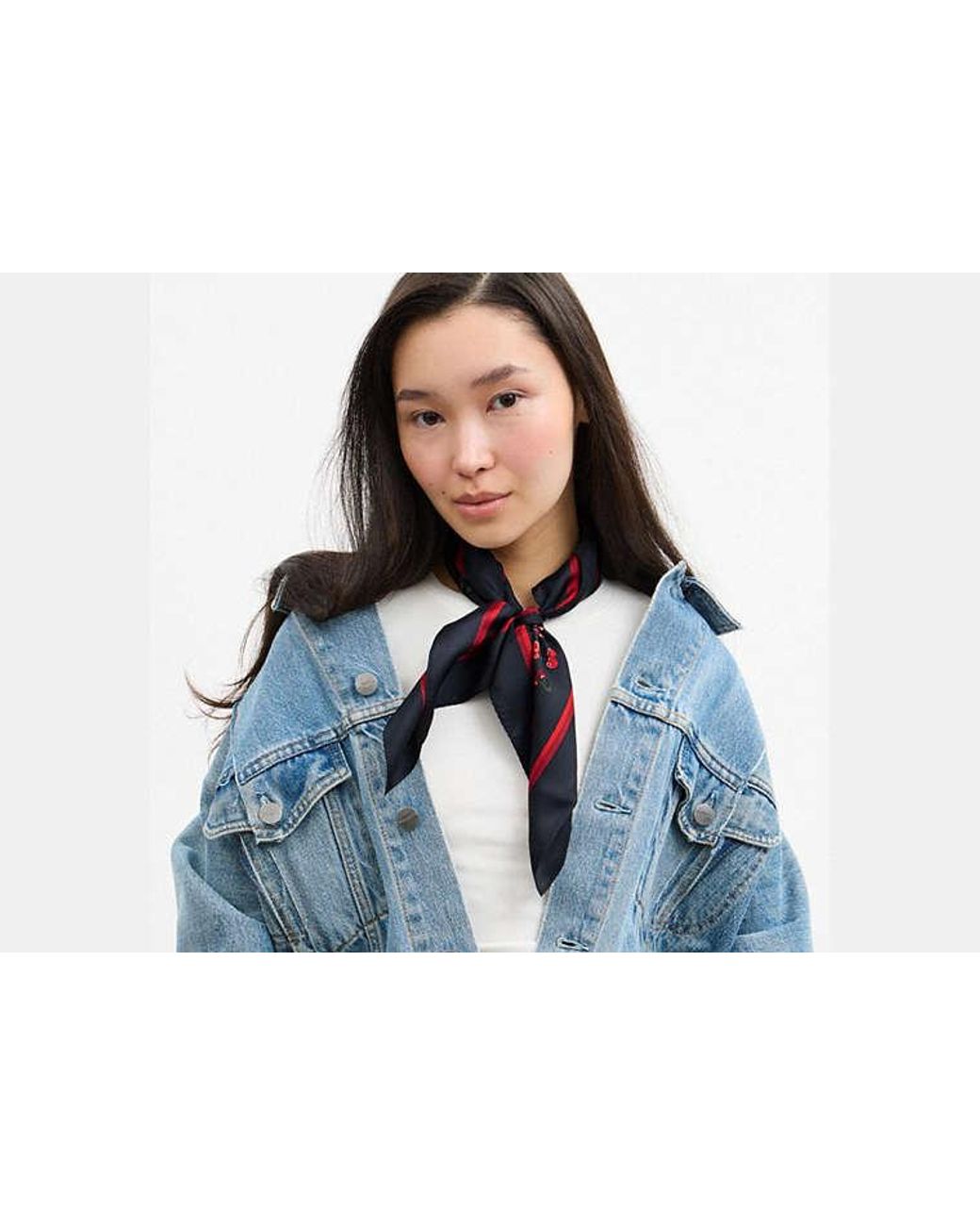 COACH Black Cherry Mix Print Silk Bandana