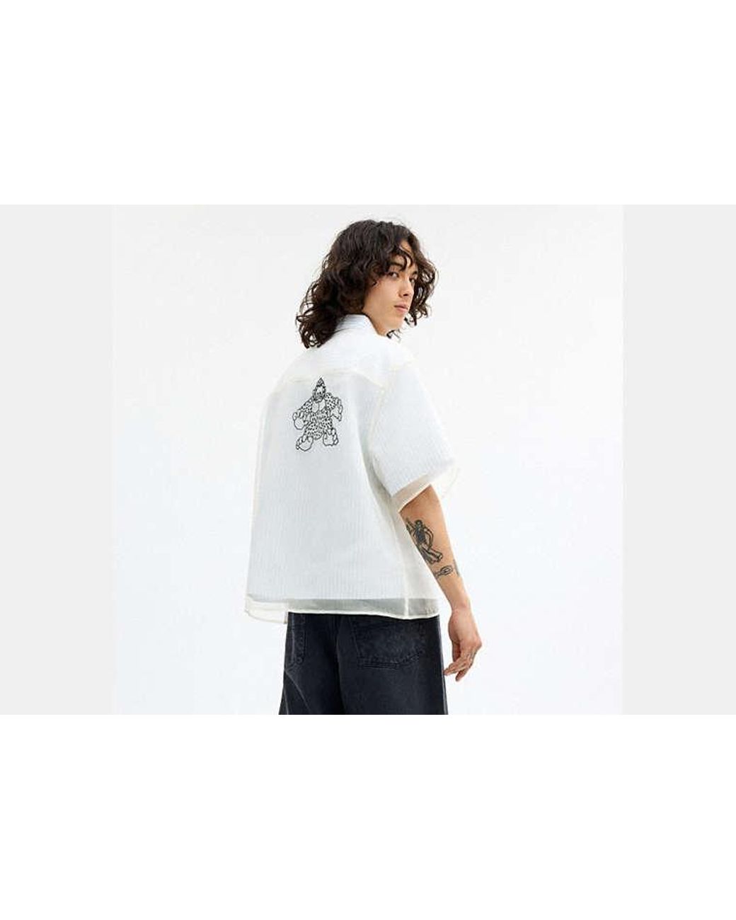 COACH Black Brain Dead Striped Camp Shirt for men