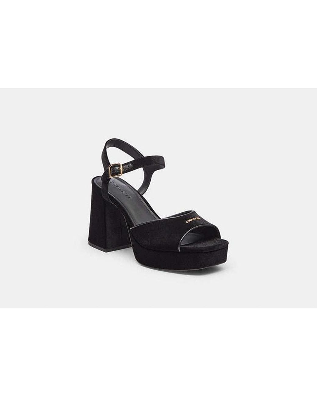 COACH Black Block Heel Sandal